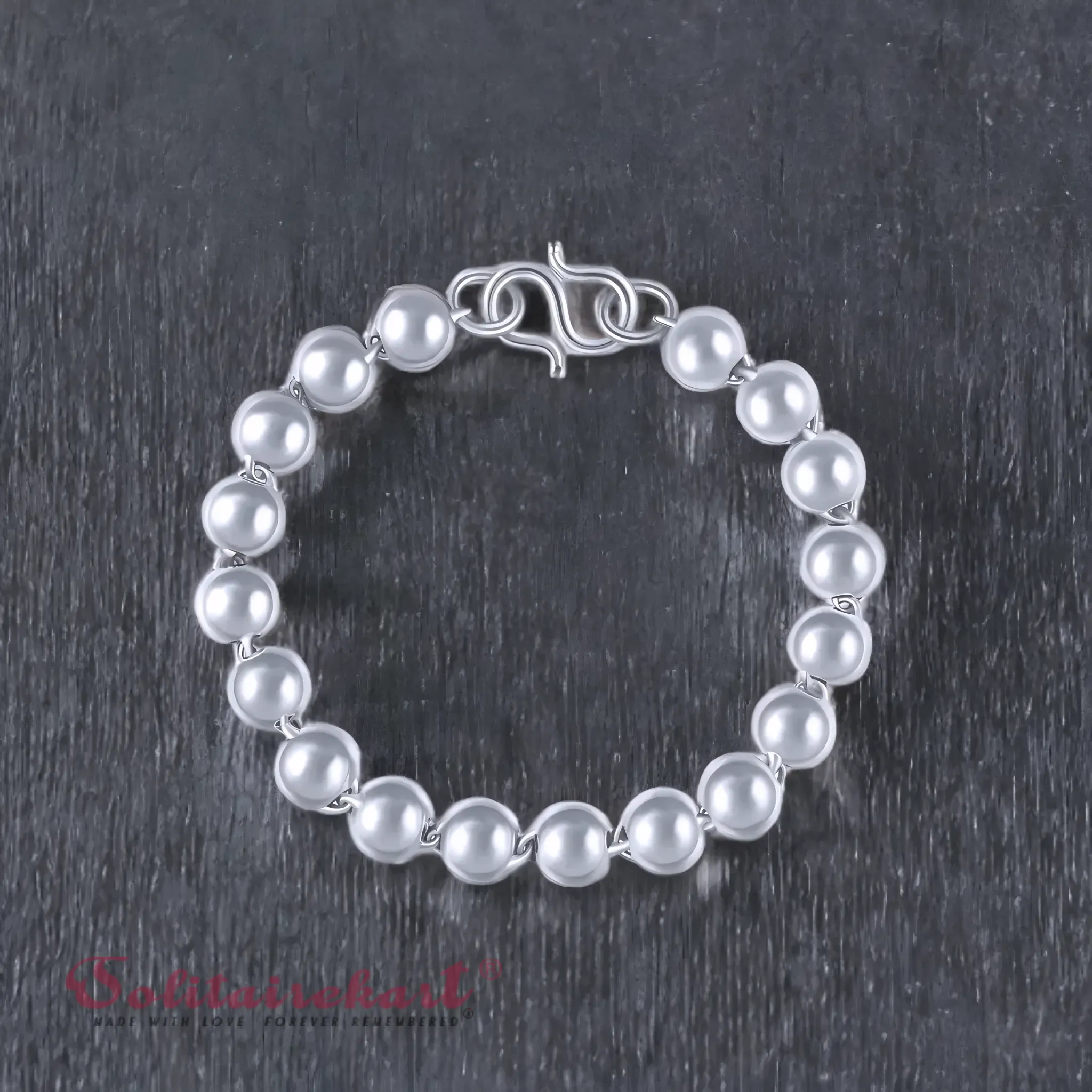 Solitairekart Platinum Beaded Charm Bracelets 37.542gm Weight For Unisex.